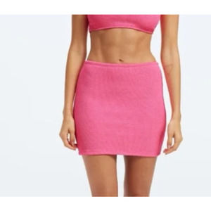 NEW Good American Womens 00/0 XXS/XS Always Fits Swim Skirt Mini Bright‎ Pink